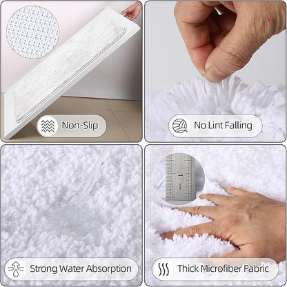 Bathroom Set - White Bathroom Accessories Set, Bathroom Sets with Shower Curtain and Rugs, 25PC Shower Curtain Set with Hooks, Soap Dispenser, Soap Dish, Toilet Brush Holder and Trash Can