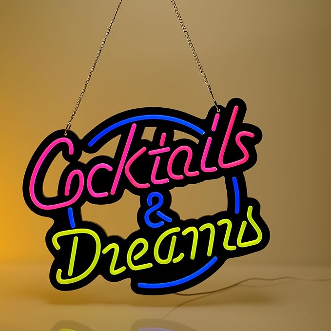 Ultrathin Cocktails Dreams Neon Sign Art Wall Lights for Bedroom Windows Glass Hotel Pub Cafe Wedding Birthday Party Gifts