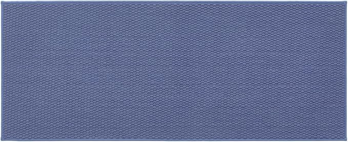 Bathroom Runner Rug, Long Bath Mat Washable Thin Quick Dry Low Pile Bathroom Runner Rugs 24 x 60 Non Slip, Denim Blue 24"x60"