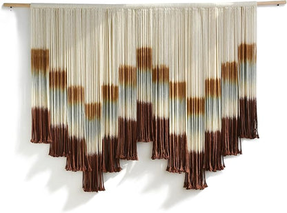 Flber Macrame Wall Hanging Tie-Dye Geometric Decor Large Scale Wall Art Statement Bohemian Yarn Tapestry Home Wall Decor 59''W*35''L