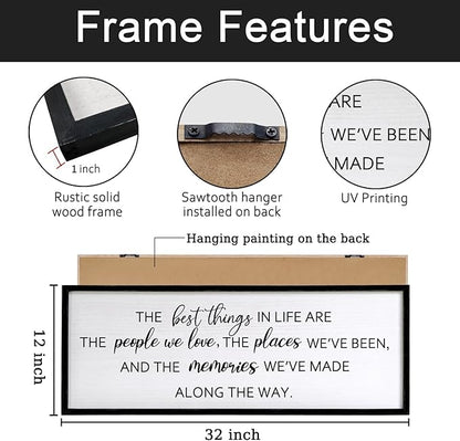 The Best Things in Life Framed Wall Art, 32''×12'' Rustic The Best Things in Life Sign for God Jesus Christ Prayer, Horizontal Holy Inspirational Family Home Decor