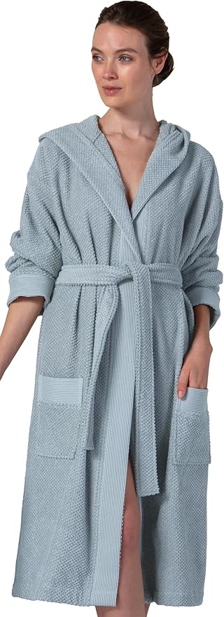 Organic Turkish Cotton Terry Hooded Kimono Bathrobe, Robe for Women