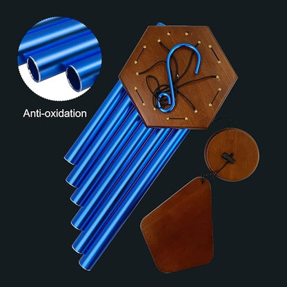 Wind Chimes for Outside, Windchime Outdoor with 6 Tuned Tubes, Elegant Chime for Garden Patio Decoration, Blue