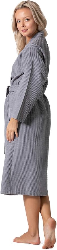Turkish Linen Waffle Knit Lightweight Kimono Spa & Bath Robes for Women - Quick Dry - Soft