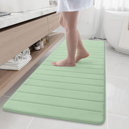 Buganda Memory Foam Bath Mat, 70" x 24", Ultra Soft and Non-Slip Bathroom Rugs, Water Absorbent and Machine Washable Bath Rug Runner for Bathroom, Shower, and Tub, Sage Green