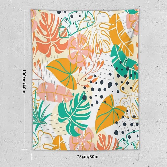 ICMOLYYENLO Tropical Palm Leaves Wall Tapestry, Wall Art for Room Decoration Beautiful Wall Hanging for Bedroom Living Room Dormitory Apartment 60x60 Inch