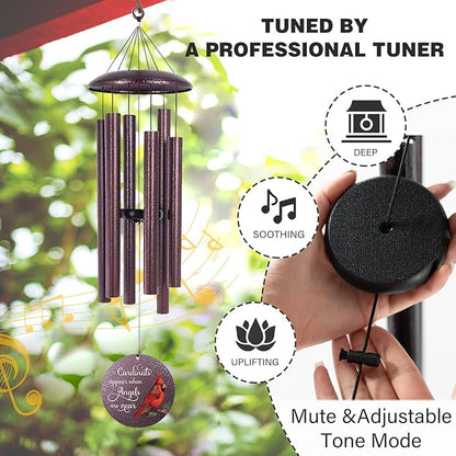 ASTARIN 36" Large Deep Tone Personalized Name Sympathy Wind Chimes, Cardinal Memorial Wind Chime for Loss of Mother Father Loved One, Bereavement Condolence Gifts Decor Outdoor Patio Garden