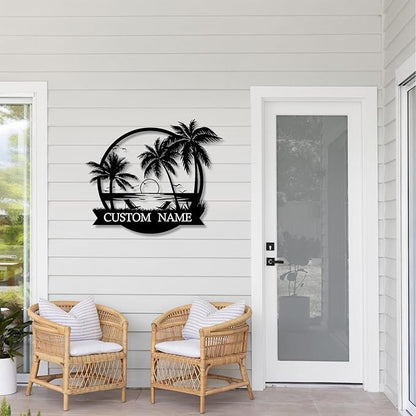 Custom Metal Beach Wall Art Sign - Personalized Size Outdoor/Indoor, Surfboard Decor, Lake House & Coastal Home Decor, Summer Gift - MADE IN USA