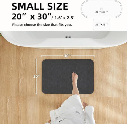Black Bath Mat, Bathroom Rugs Non Slip Washable Thin Absorbent Quick Dry Bath Mat Fits Under Door Bathroom Floor Mat Perfect for Bath, Shower, or Sink 20"x30" Black