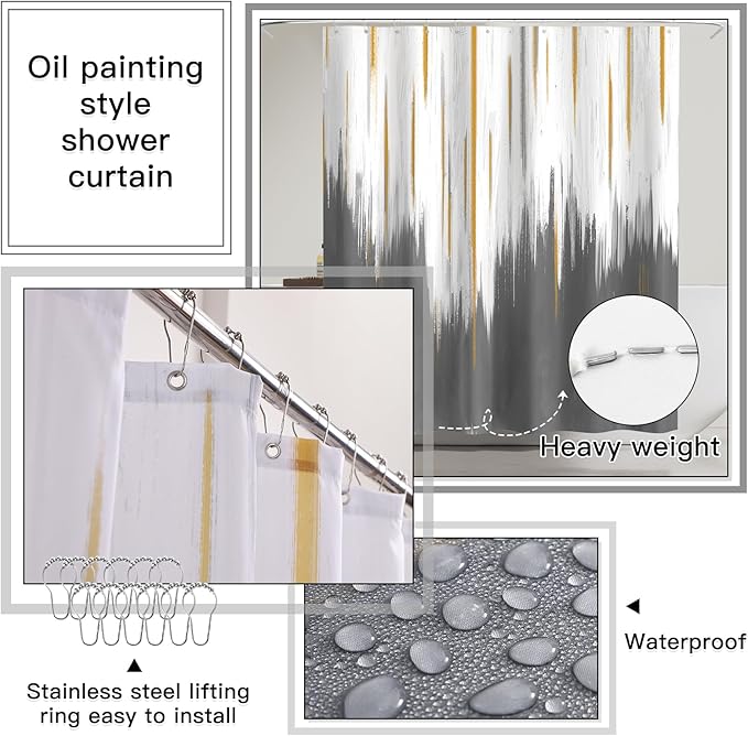 32PC Bathroom Accessory Set Bathroom Accessories Set Grey Bathroom Set, Shower Curtain Set, 2 Piece Bath Towel Set, 3PC Soap Dispenser, Toilet Brush & Trash Can