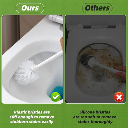 SUBEKYU Toilet Brush, Toilet Bowl Brush and Holder Set, Bathroom Toilet Bowl Cleaner Scrub Brush Set Scrubber for Deep Cleaning, White