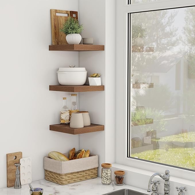 12 Inch Floating Shelves, 12" Deep Floating Shelf Wall Mounted, 12" Wall Shelves, Rustic Deep Bookshelf, Extra Deeper Display Shelves & Storage Shelves for Bedroom, Living Room, Set of 3