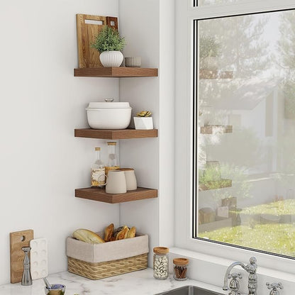 12 Inch Floating Shelves, 12" Deep Floating Shelf Wall Mounted, 12" Wall Shelves, Rustic Deep Bookshelf, Extra Deeper Display Shelves & Storage Shelves for Bedroom, Living Room, Set of 3