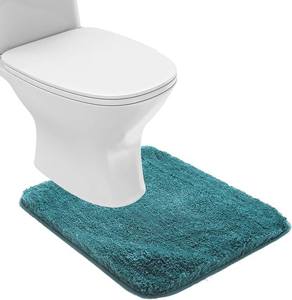 Suchtale Non Slip Bath Mat - Soft Microfiber Shaggy Bath Mat, Machine Washable, Thick Plush U Shape Toilet Rug (20 x 24, Teal)