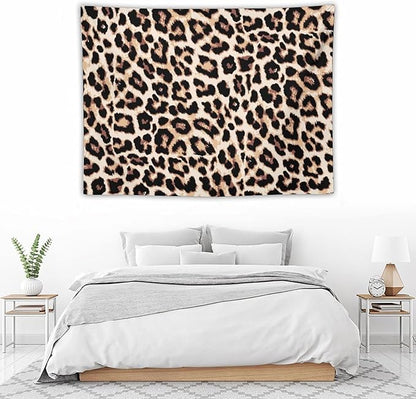 HZOHNAGO Leopard Print Tapestry Rustic Brown Leopard Wild Animal Printed Wall Tapestry Painting Wall Hanging for Bedroom Living Room Dorm 40" W x 30" H