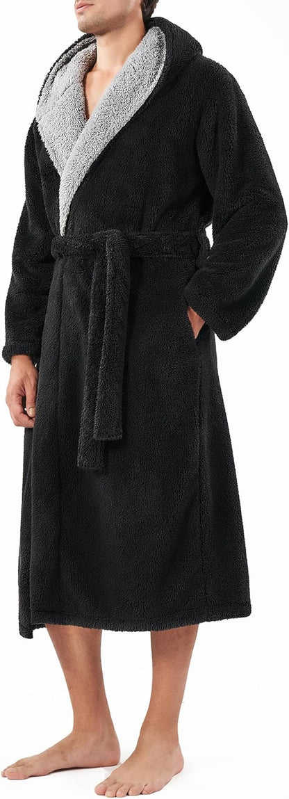 DAVID ARCHY Men's Soft Fleece Plush Robe Full Length Long Bathrobe
