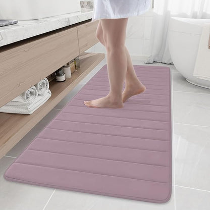 Buganda Memory Foam Bath Mat, 70" x 24", Ultra Soft and Non-Slip Bathroom Rugs, Water Absorbent and Machine Washable Bath Rug Runner for Bathroom, Shower, and Tub, Mauve