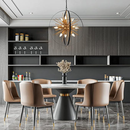 23.2'' Black Gold 12-Light Globe Sputnik Chandelier Modern Industrial Adjustable Hanging Ceiling Firework Pendant Light Fixture for Entryway Foyer Bedroom Dining Living Room Hallway