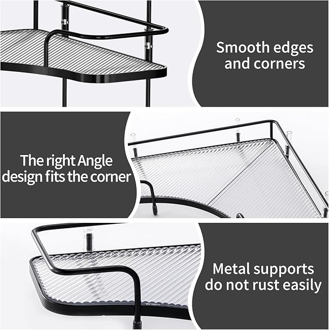 Seoneiro 2 Tier Corner Bathroom Counter Organizer, Cosmetic Skincare Organizer, Bathroom Countertop Perfume Tray Vanity Organizer, Kitchen Spice Corner Storage Shelf