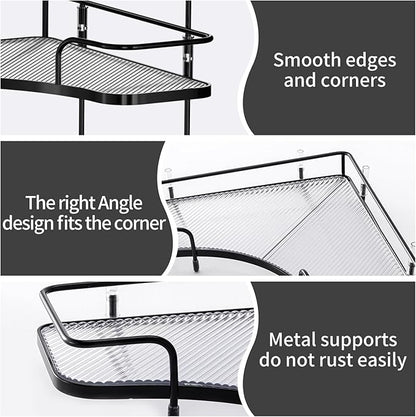 Seoneiro 2 Tier Corner Bathroom Counter Organizer, Cosmetic Skincare Organizer, Bathroom Countertop Perfume Tray Vanity Organizer, Kitchen Spice Corner Storage Shelf