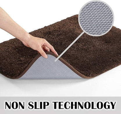 Suchtale Large Extra Soft and Absorbent Shaggy Bath Mat - 24 x 60, Brown - Machine Washable Microfiber Non Slip Luxury Bathroom Floor Mat