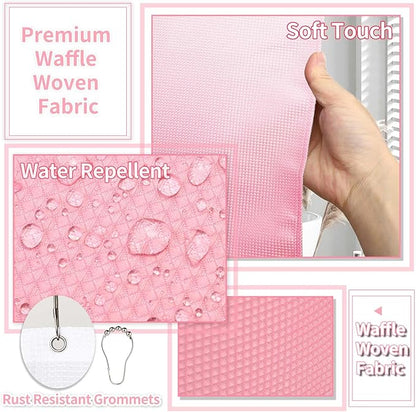 25PCS Pink Bathroom Accessories Sets Complete, with Shower Curtain, Rugs, Trash Can and Toilet Brush, Toothbrush Holder and Cup, Soap Dispenser, Soap Dish, Qtip Holder, Bathroom Decor Sets