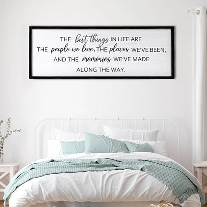 The Best Things in Life Framed Wall Art, 32''×12'' Rustic The Best Things in Life Sign for God Jesus Christ Prayer, Horizontal Holy Inspirational Family Home Decor