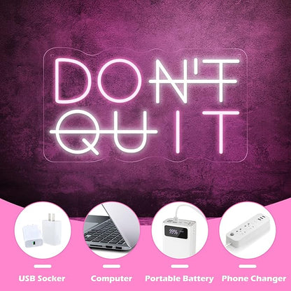 Don't Quit LED Neon Sign for Wall Decor, DO IT Neon Lights Party Decorations, USB Powered Switch Lighting Adjustable for Office, Gym, Man Cave, Gamer Room Decor