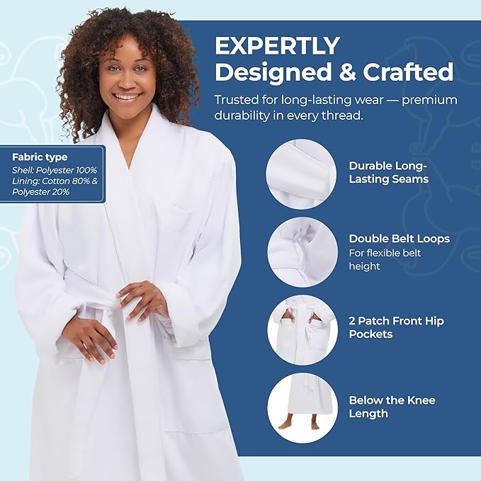 Terry Lined Microfiber Hotel Robe - Luxury Spa Bathrobe by Monarch/Cypress