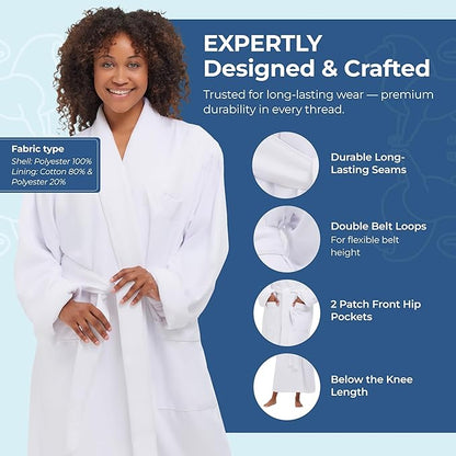 Terry Lined Microfiber Hotel Robe - Luxury Spa Bathrobe by Monarch/Cypress