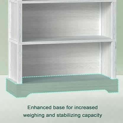 TVU 5-Shelf Wood Bookcase, 65 Inch Tall Bookshelf with Storage, Floor Standing Display Book Shelf，for Living Room Bedroom Study Office，Antique White