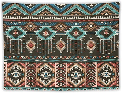 HZOHNAGO Aztec Tapestry Turquoise Blue and Brown and Native American Tribal Pattern Printed Wall Tapestry Wall Hanging for Bedroom Living Room Dorm 40" W x 30" H