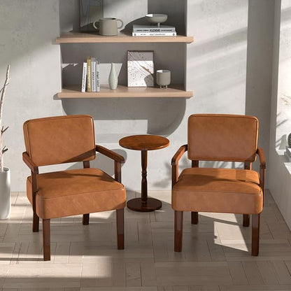 Accent Chair, PU Leather Living Room Chairs Oversize with Soft Seat and Armrests for Living Room Dinning Room Bedroom Reading Room Waiting Room