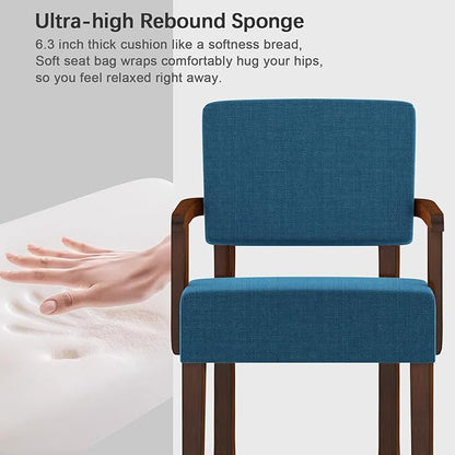 Accent Chair with Wood Frame, Arm Chairs Oversize with Soft Seat and Armrests for Living, Dining, Bed, Reading, and Waiting Rooms