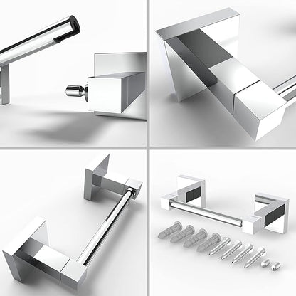 Ruacq Toilet Paper Holder Chrome 2 Pack Double Post Pivoting Square Tissue Holders Roll Holder Hangers Toilet Paper Stand Stainless Steel and Zinc Alloy Modern Wall Mounted