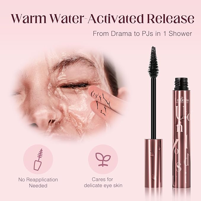 Unidollss Tubing Mascara Volume and Length Black Mascara Lengthening Long Lasting All Day, No Smudging, No Clumping, Washable Voluminous, Gluten-free Safe for Sensitive Eyes, 2 Pack