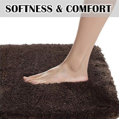 Suchtale Large Extra Soft and Absorbent Shaggy Bath Mat - 24 x 60, Brown - Machine Washable Microfiber Non Slip Luxury Bathroom Floor Mat