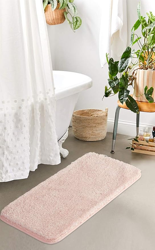 Suchtale Extra Soft & Absorbent Shaggy Bath Mat (24 x 40, Blush) - Machine Washable Microfiber, Non Slip, Luxury Floor Mat