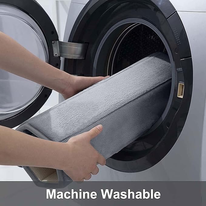 Buganda Memory Foam Bath Mat, 60" x 24", Ultra Soft and Non-Slip Bathroom Rugs, Water Absorbent and Machine Washable Bath Rug Runner for Bathroom, Shower, and Tub, Medium Grey