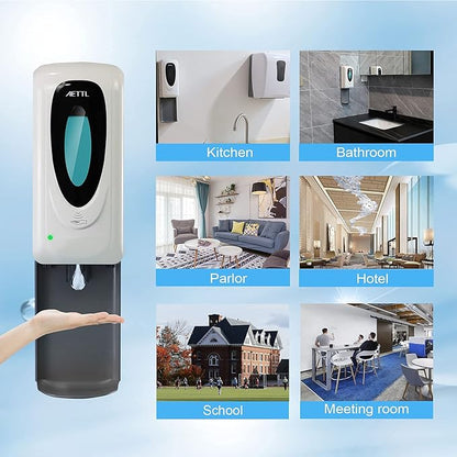 Touchless Automatic Foaming Hand Soap Dispenser Wall Mount, Motion Sensor Foam Liquid Refill Bottle Sanitizer Dispensing for Bathroom Kitchen Home Farmhouse Station 1306-s