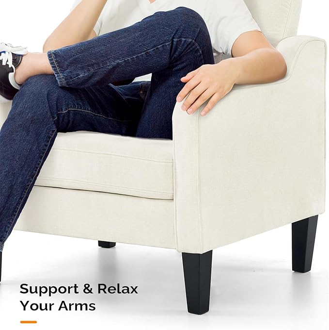 VINGLI Mid Century Modern Accent Chairs Set of 2, Comfy Armchair Chenille Sofa Upholstered Side Reading Chair for Living Room, Bedroom, Play Room, Apartment, Office