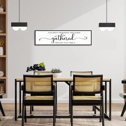 The Best Memories Are Made Gathered Around The Table Wall Decor: Farmhouse Kitchen Wall Art Framed Large Rustic Kitchen Sign Modern Dining Room Wall Decor Hanging Wall Plaques 12"x40"
