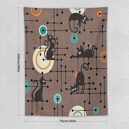 ICMOLYYENLO Boho Medieval Cat Tapestry, Abstract Atomic Starburst Geometric Aesthetic Art Wall Hanging For Bedroom Living Room Dormitory 30x40 Inches