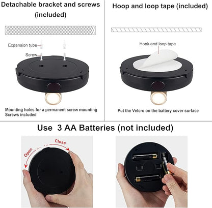 Spotlight Battery Operated, Wireless LED Puck Light, Dimmable Accent Spot Light for Plant Tree Indoor, Stick Uplighting for Display Photo Dartboard Painting Artwork Gallery Portrait, 2 Pack