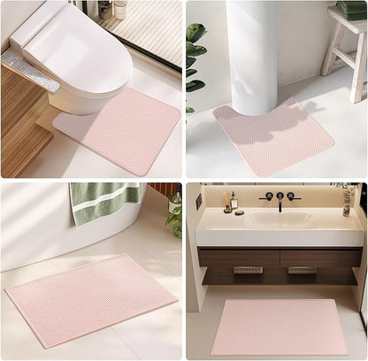 Bathroom Runner Rug, Long Bath Mat Washable Thin Quick Dry Low Pile Bathroom Runner Rugs 24 x 60 Non Slip, Pink 24"x60"