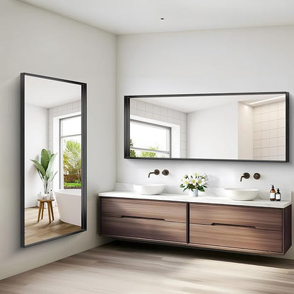 Black Bathroom Mirror, 72x30 Inch Rectangular Deep Frame Mirror, Large Wall Mounted Bathroom Vanity Mirror Over Sink for Bedroom,Restroom, Living Room, Hangs Vertically or Horizontally