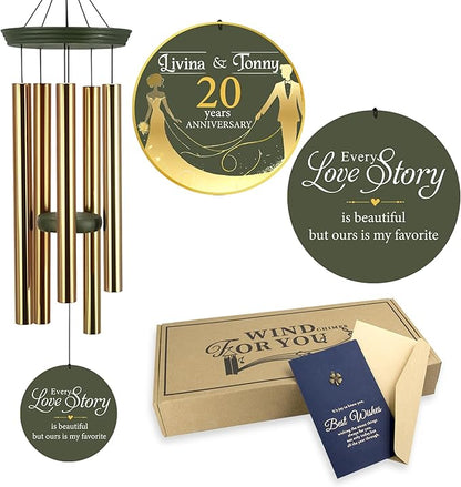 ASTARIN Wedding Memory Day Gifts Wind Chimes Customized, Personalized Wind Chimes 2025, for Couple Women Men, Deep Tone Wooden Windchime