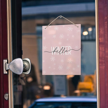 Pink Winter Snowflakes Wooden Sign, 10x8 inches, Rustic Wall Decor