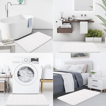 Buganda Memory Foam Bath Mat, 60" x 24", Ultra Soft and Non-Slip Bathroom Rugs, Water Absorbent and Machine Washable Bath Rug Runner for Bathroom, Shower, and Tub, White