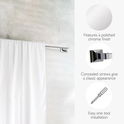 Design House Millbridge 4 Piece Bathroom Accessory Set, Towel Bar, Robe Hook, Toilet Paper Holder, Towel Ring, Easy Installation, Polished Chrome, 25.81 in L x 1.97 in W x 6.44 in H, Item 534628
